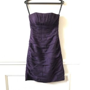 Bill Levkoff Plum Purple Ruched Instant Slimming Strapless Cocktail Dress Size 4